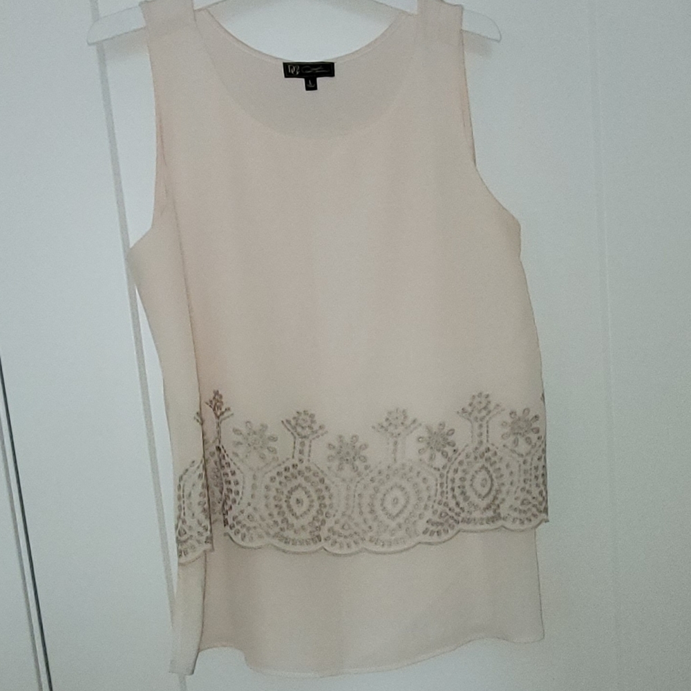 NWOT Embroidered Beige Top